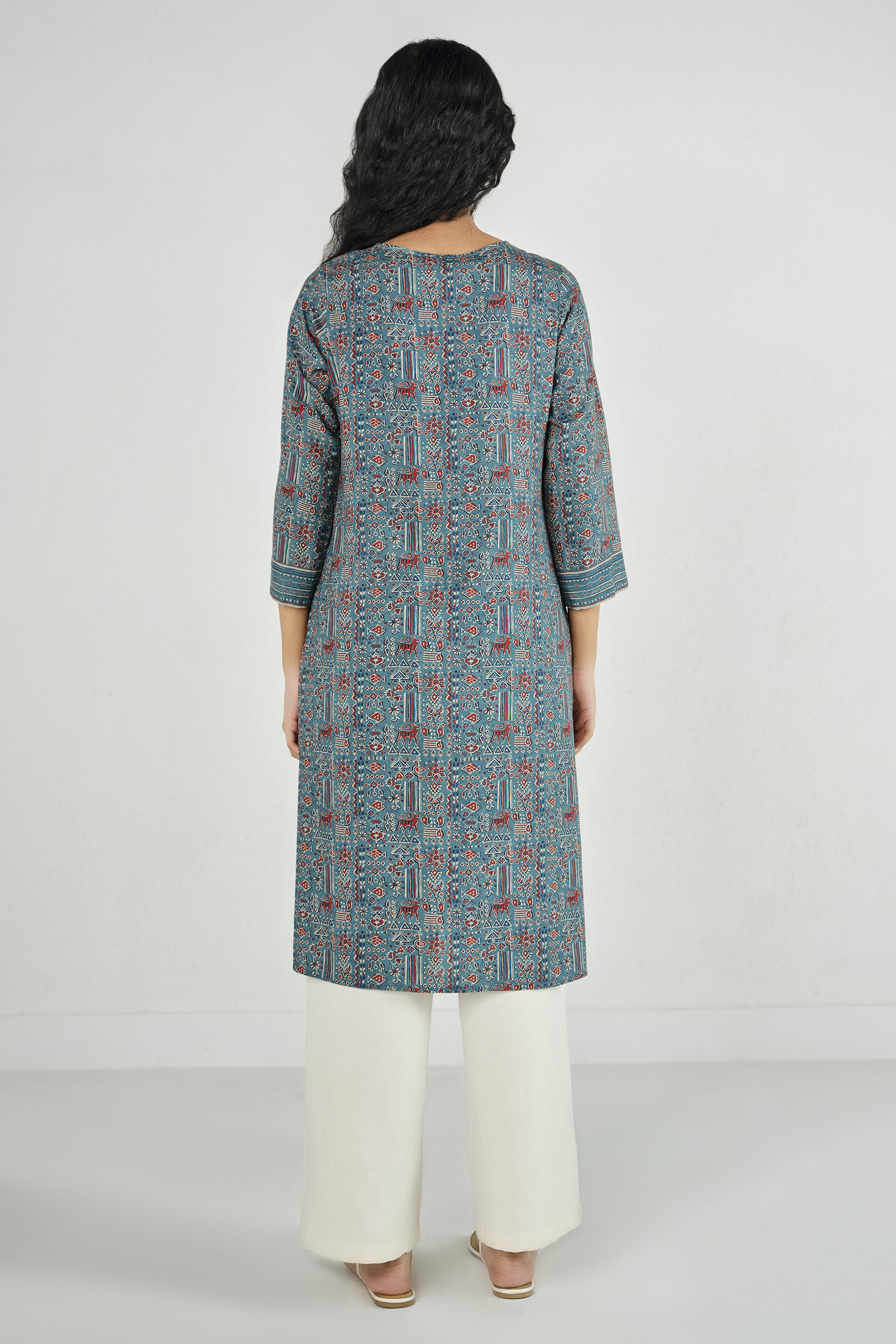 Pihu Blue Straight Kurta, Blue, image 5